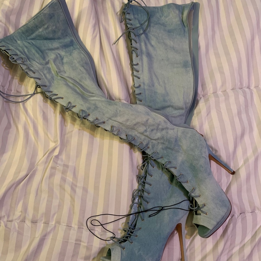 Denim knee boots NEW